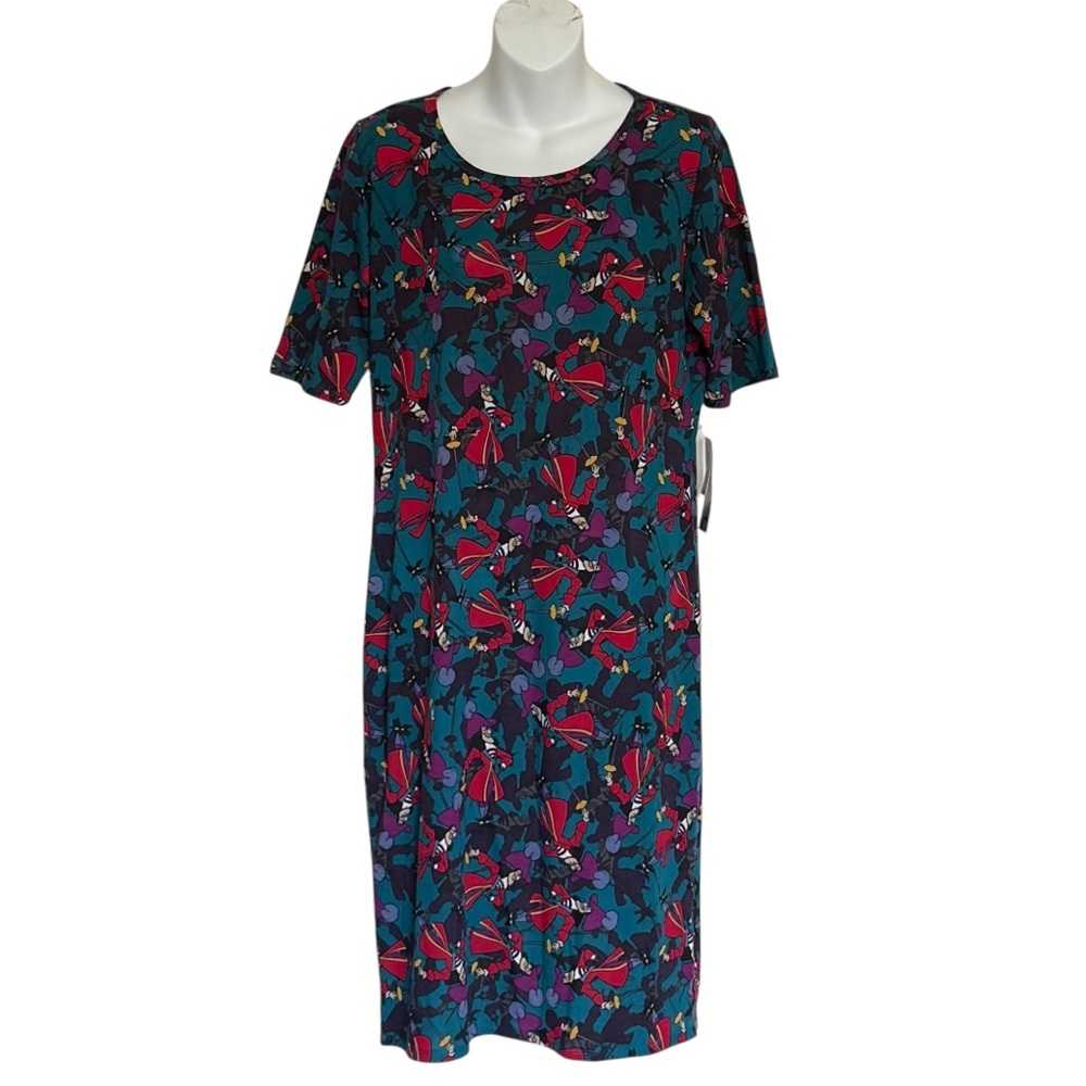 NWT Lularoe X Disney Julia Teal and Purple Character Dress Size L